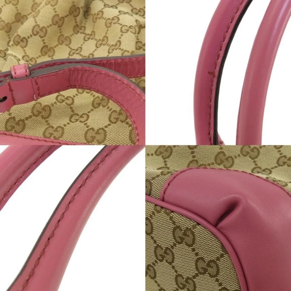 GUCCI Pink and Tan GG Canvas Tote Bag, 247902, Authentic, EUC - Picture 10 of 12